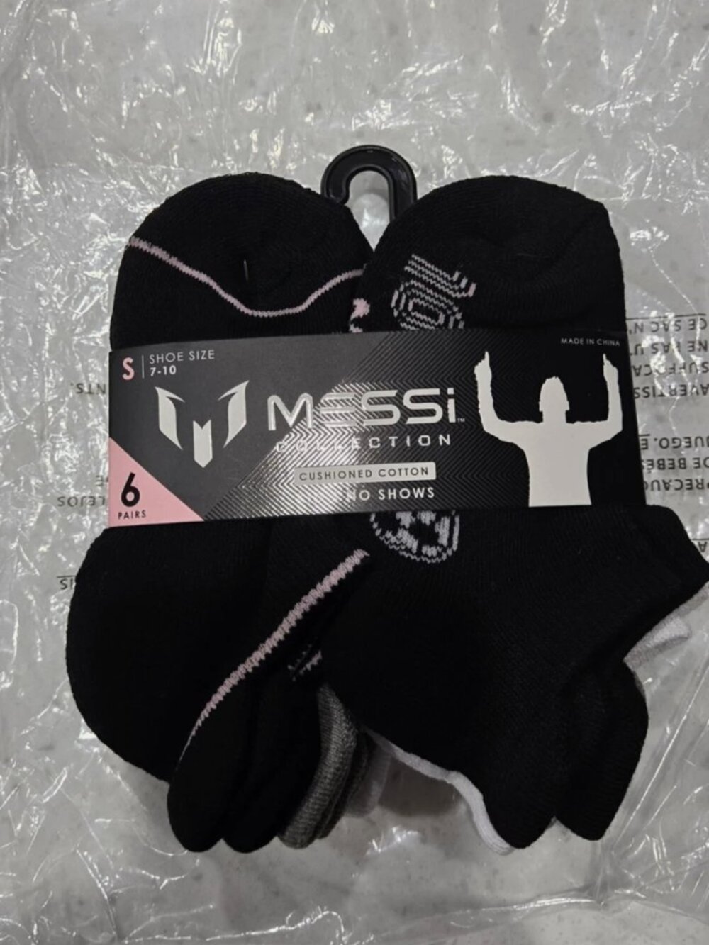 Messi Kids Small 6 Pack No Show Cushioned Socks, Shoe Size 7-10 NWT
